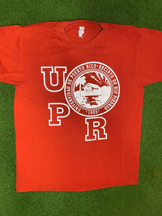 80s University of Puerto Rico - Vintage College Tee (Medium) - Gametime Vintage