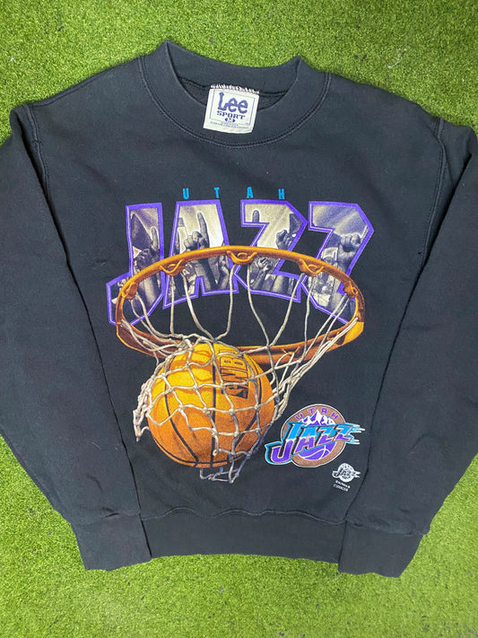 90s Utah Jazz - Vintage NBA Sweatshirt (Youth Medium)