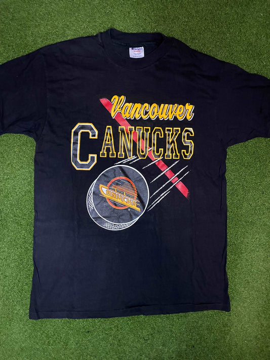 90s Vancouver Canucks - Vintage NHL Tee Shirt (XL) Gametime Vintage