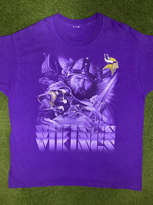 90s Minnesota Vikings - Big Logo - Vintage NFL Tee Shirt (XL) Gametime Vintage