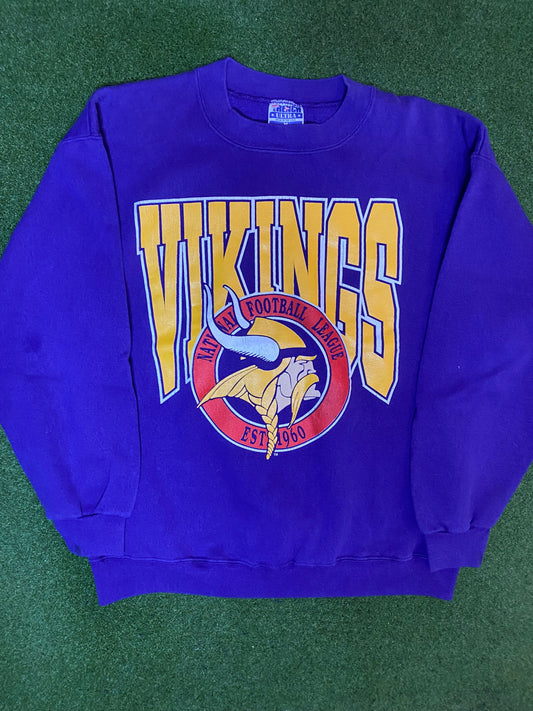 90s Minnesota Vikings - Vintage NFL Sweatshirt (Medium)