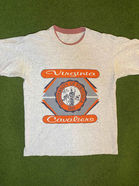 90s Virginia Cavaliers - Ringer - Vintage University Tee Shirt (Large)