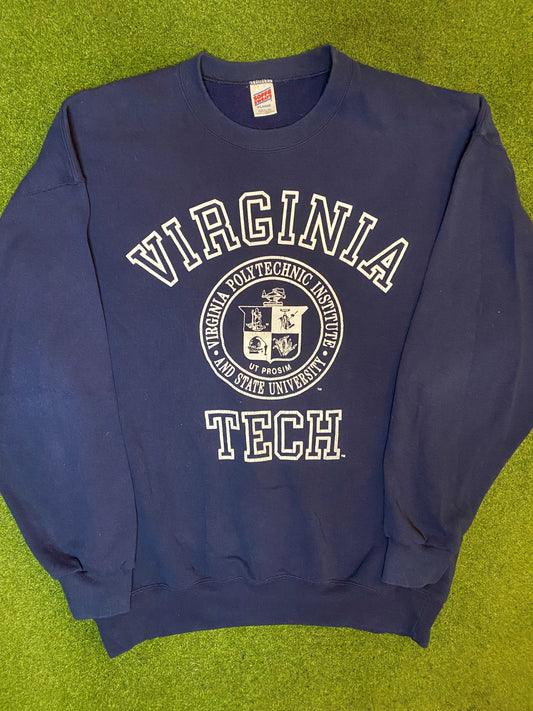 90s Virginia Tech Hokies - Vintage University Sweatshirt (XL)