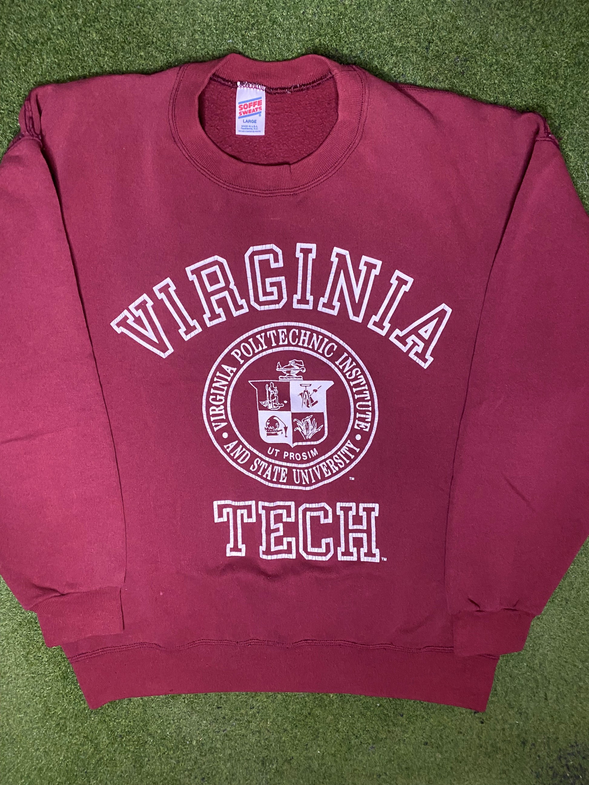 90s Virginia Tech Hokies - Vintage University Sweatshirt (Large) - Gametime Vintage