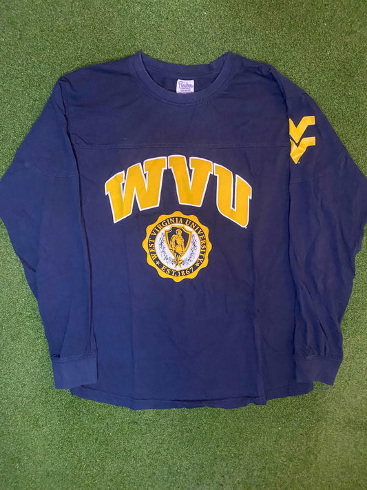 90s West Virginia Mountaineers - Vintage University Long Sleeve Shirt (Medium)