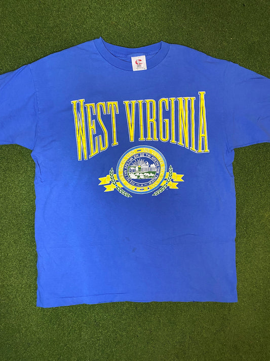 90s West Virginia Mountaineers - Vintage University T-Shirt (XL) - Gametime Vintage