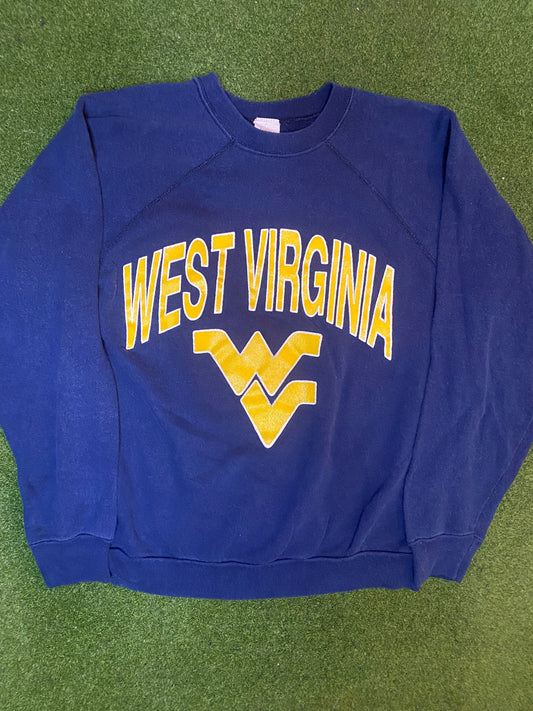 90s West Virginia Mountaineers - Vintage College Crewneck Sweatshirt (Large) - Gametime Vintage