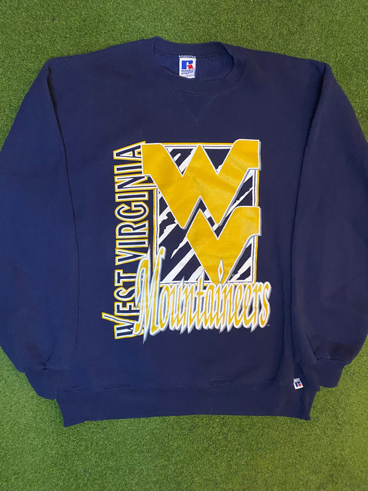 90s West Virginia Mountaineers - Vintage College Sweatshirt (Large) 