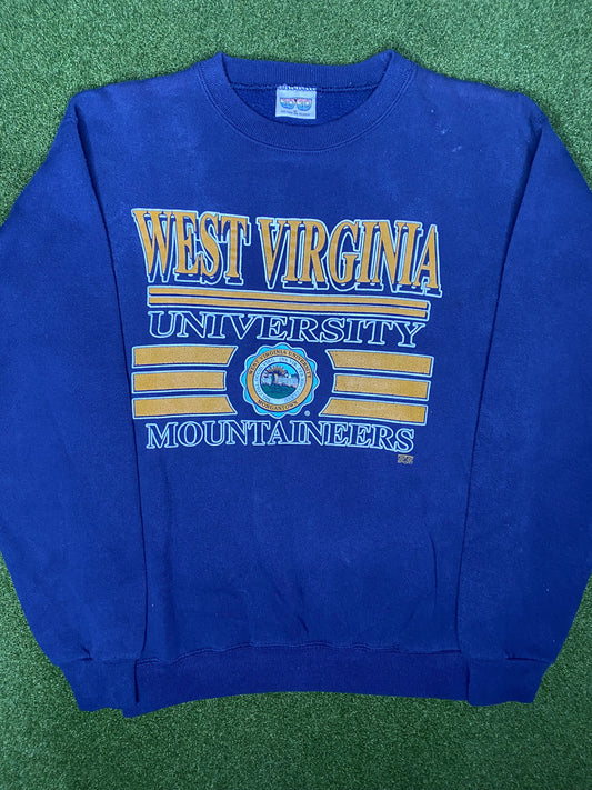 90s West Virginia Mountaineers - Vintage College Sweatshirt (Medium)