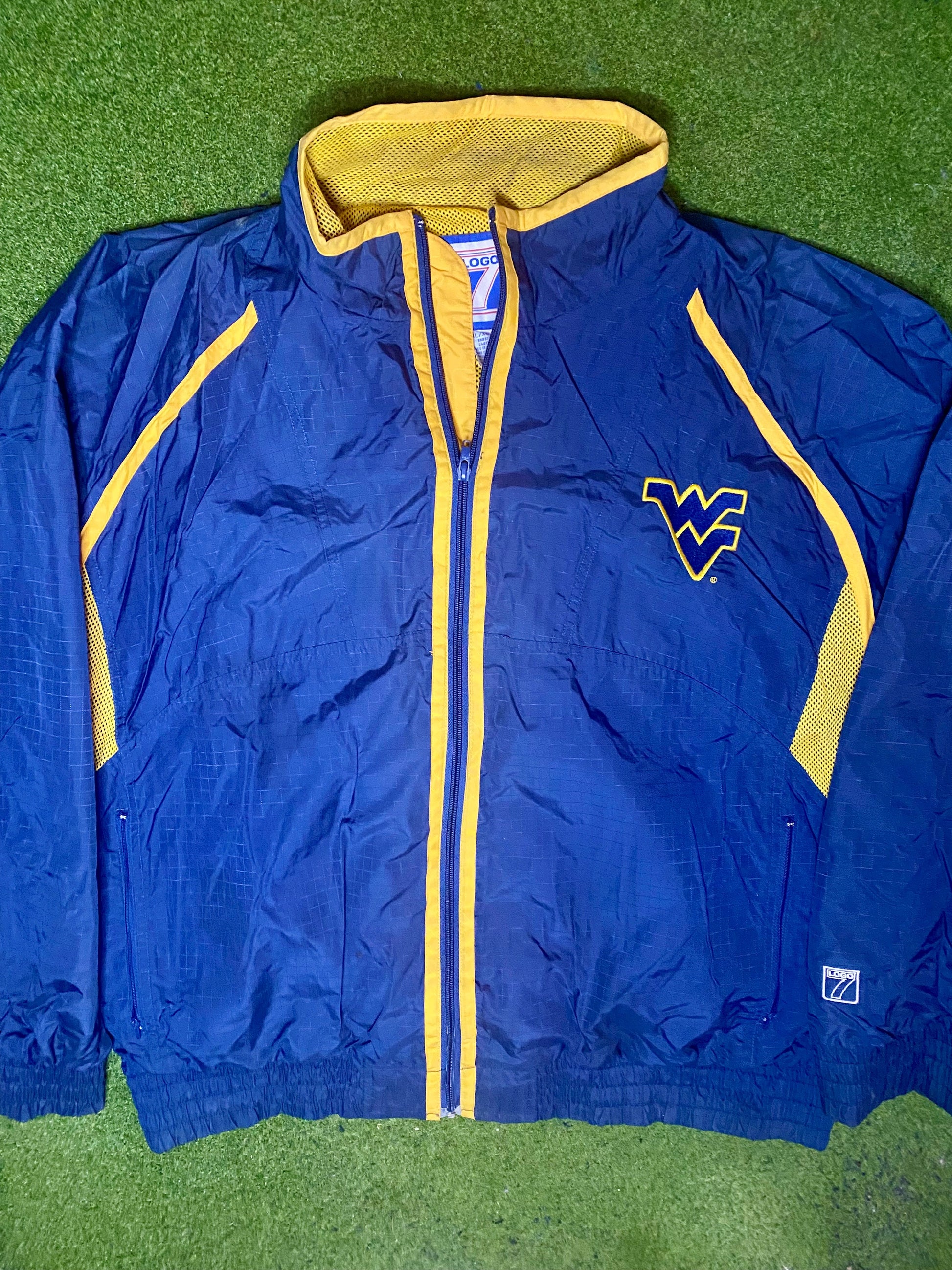90s WVU Mountaineers - Vintage College Windbreaker (XL) - Gametime Vintage