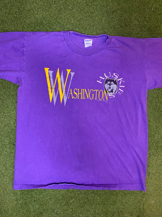 90s Washington Huskies - Vintage College T-Shirt (Large)