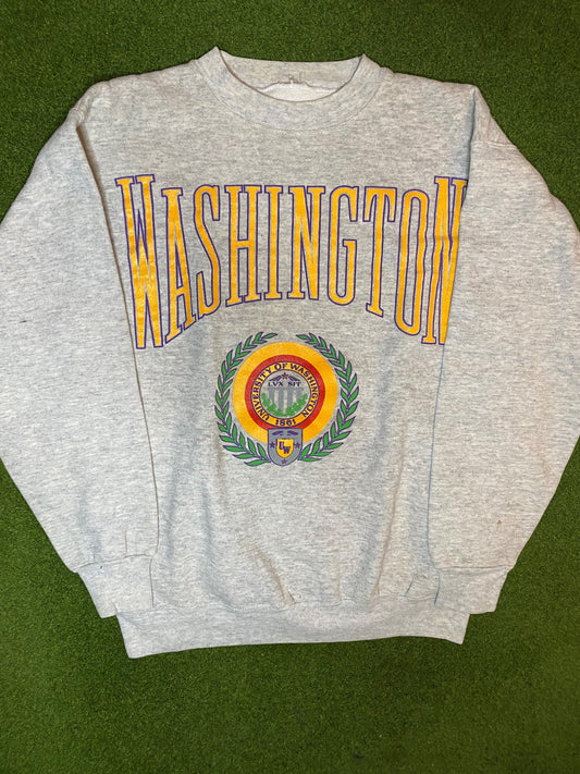 90s Washington Huskies - Vintage University Sweatshirt (Medium) 