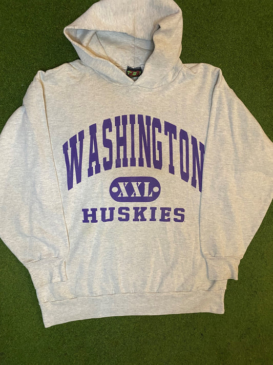 90s Washington Huskies - Vintage College Hoodie (Large) - Gametime Vintage