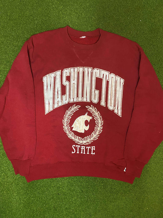 90s Washington State Cougars - Vintage College Crewneck Sweatshirt (Large) Gametime Vintage