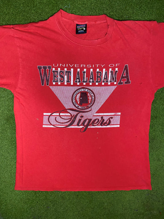 90s West Alabama Tigers - Vintage College T-Shirt (Large) Gametime Vintage