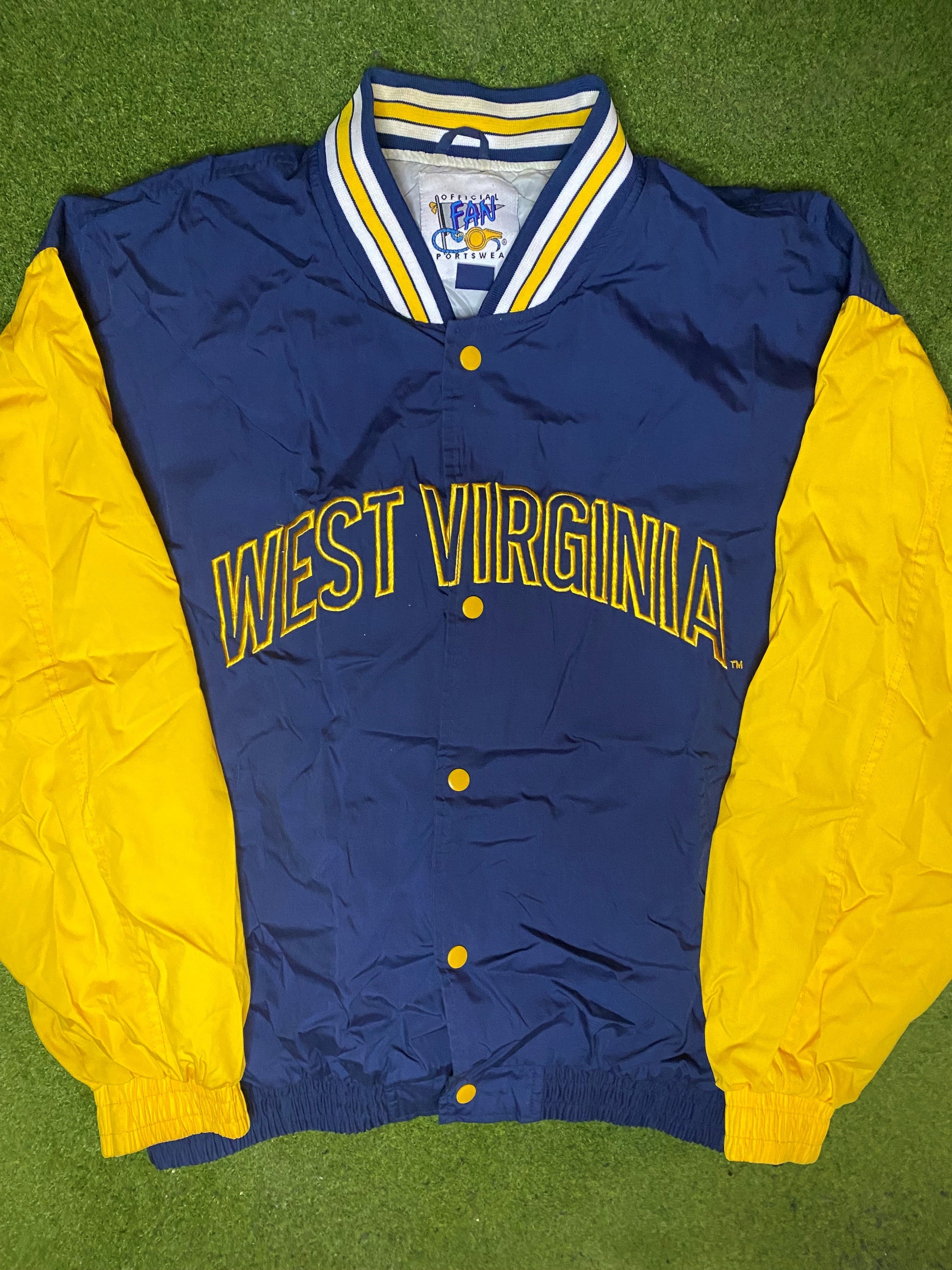 90s West Virginia Mountaineers - Vintage College Jacket (Large) - Gametime Vintage