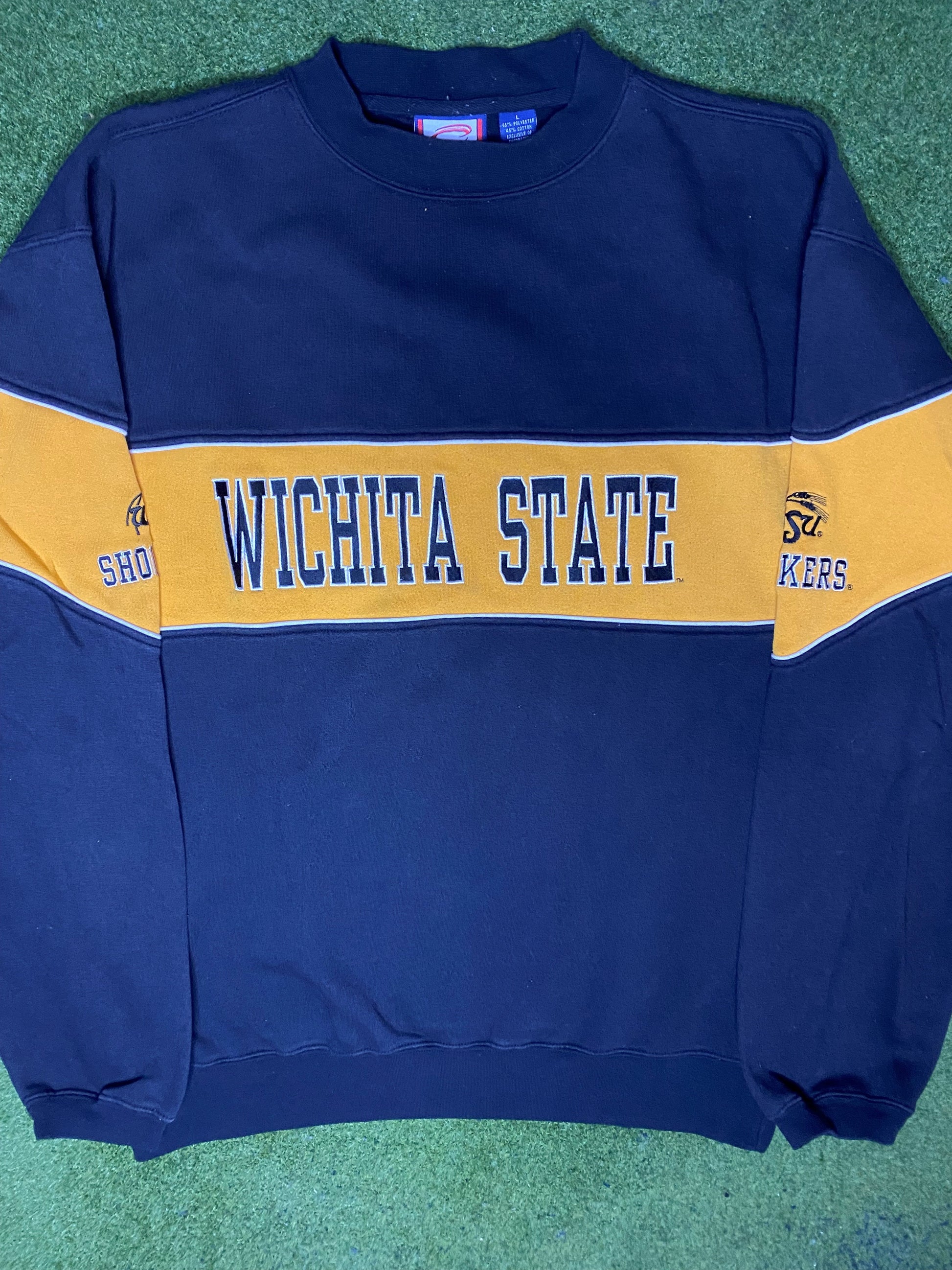90s Wichita State Shockers - Vintage College Sweatshirt (Large) - Gametime Vintage