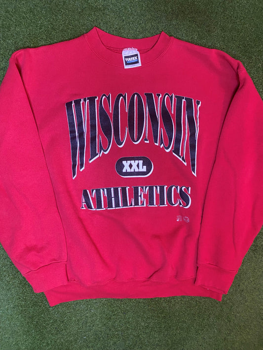 90s Wisconsin Badgers - Vintage College Sweatshirt (Large)