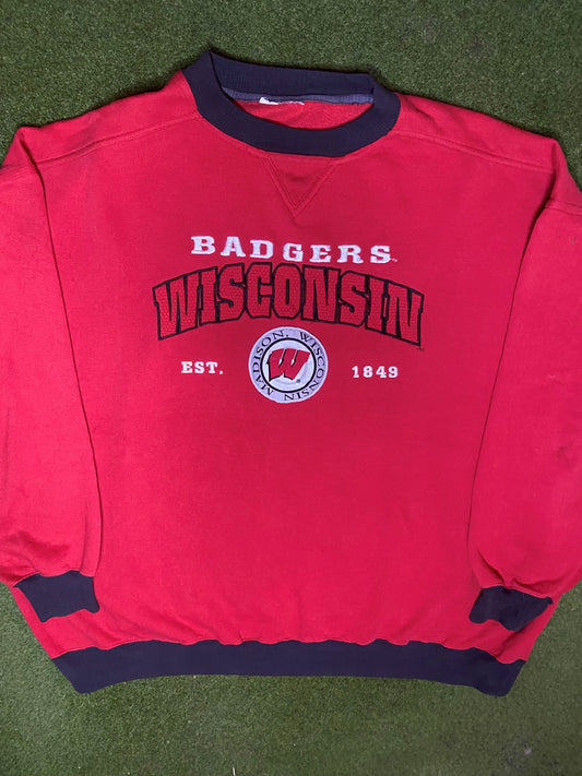 90s Wisconsin Badgers - Vintage College Sweatshirt (2XL)