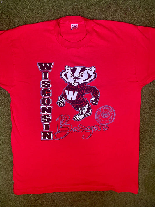 90s Wisconsin Badgers - Vintage College T Shirt (XL)