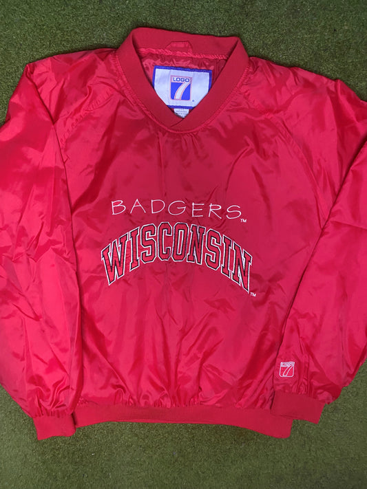 90s Wisconsin Badgers - Vintage College Windbreaker (Large)