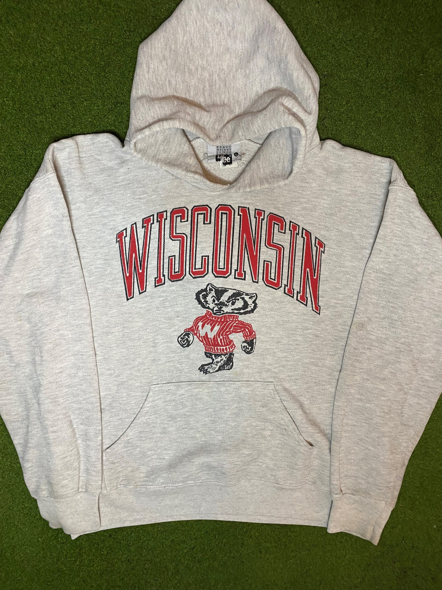 90s Wisconsin Badgers - Vintage College Hoodie (Large)