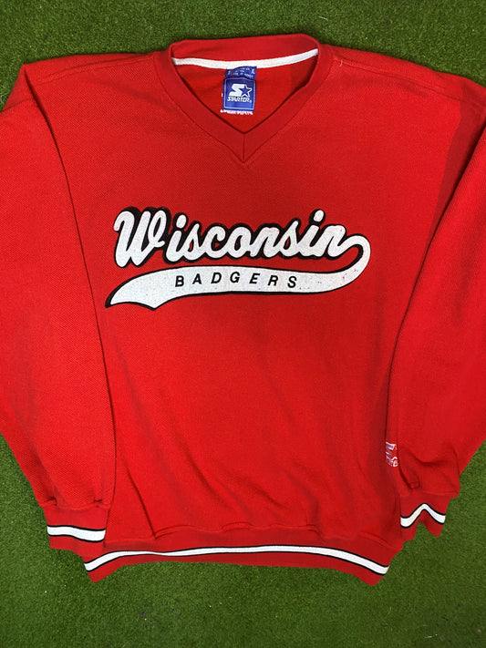 90s Wisconsin Badgers - Vintage College Pullover (XL) 