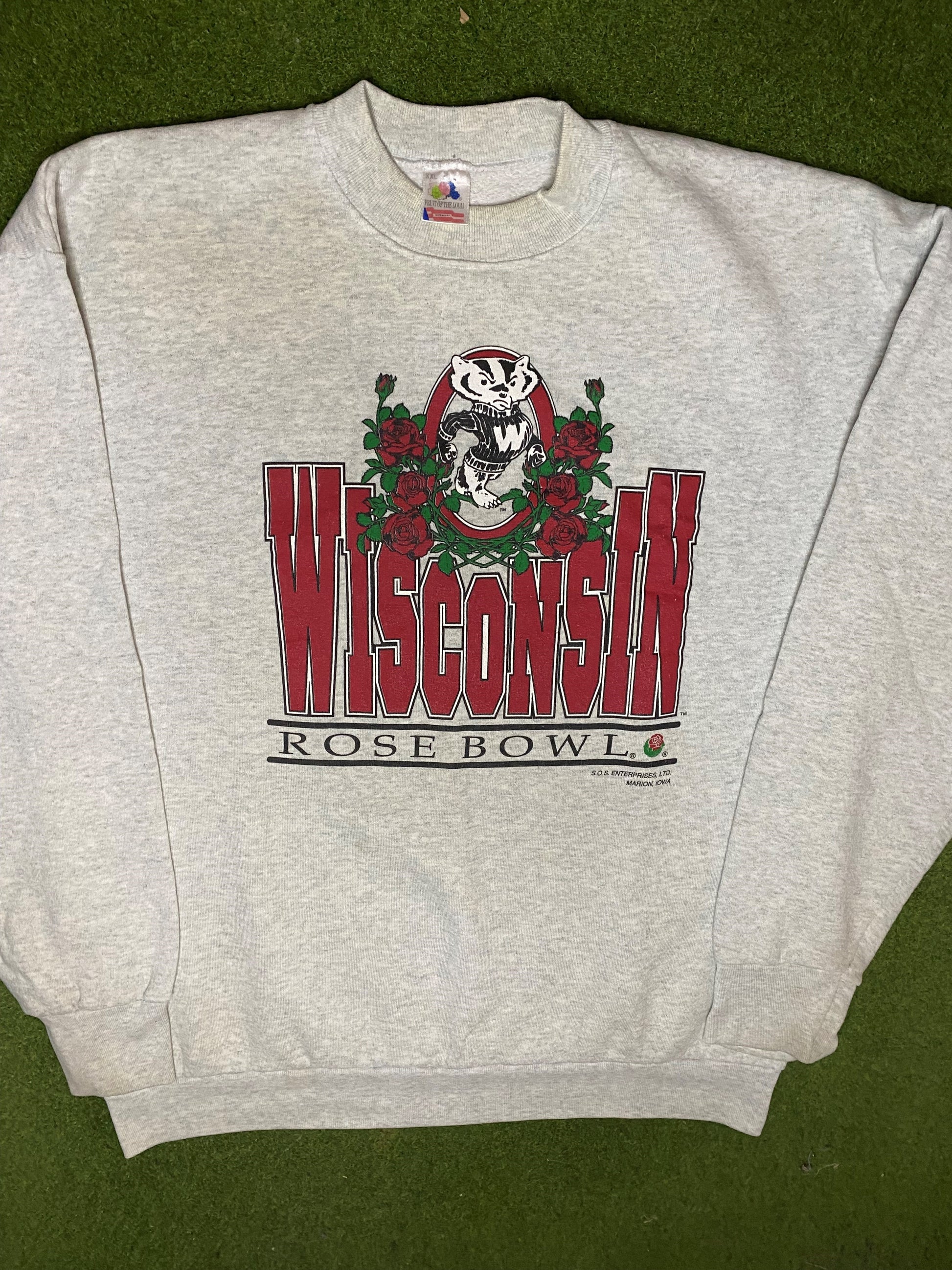 90s Wisconsin Badgers - Rose Bowl - Vintage College Sweatshirt (2XL) 