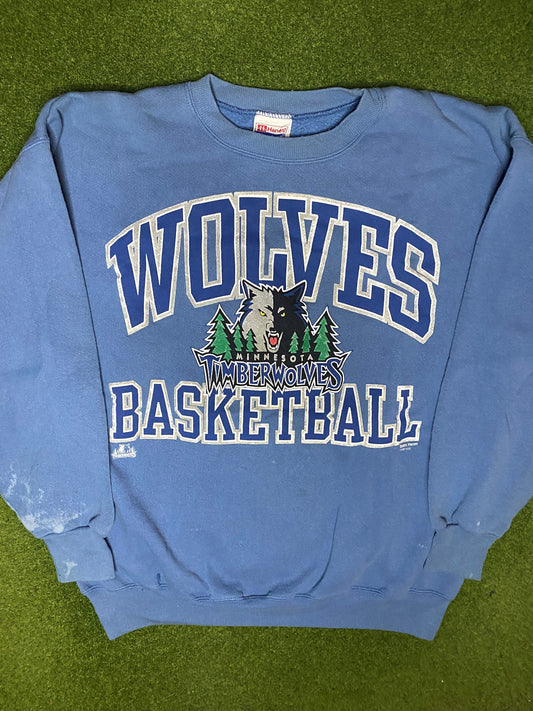 90s Minnesota Timberwolves - Vintage NBA Sweatshirt (Large)