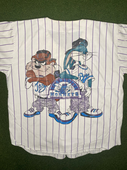 90s Charlotte Hornets - Bugs & Taz - Vintage NBA Baseball Jersey (Medium)