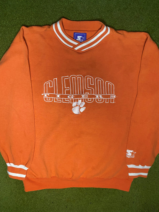 90s Clemson Tigers - Vintage College Crewneck Sweatshirt (Large)