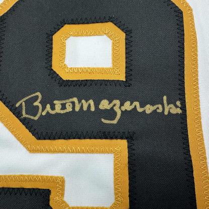 Framed Autographed/Signed Bill Mazeroski 35x39 Pittsburgh White Baseball Jersey JSA COA