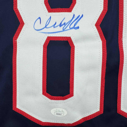 Framed Autographed/Signed Kirill Marchenko 35x39 Columbus Blue Hockey Jersey JSA COA