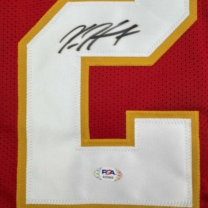 Framed Autographed/Signed Kareem Hunt 35x39 Kansas City Red Football Jersey PSA COA