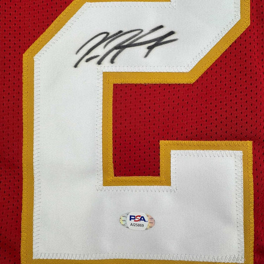 Framed Autographed/Signed Kareem Hunt 35x39 Kansas City Red Football Jersey PSA COA