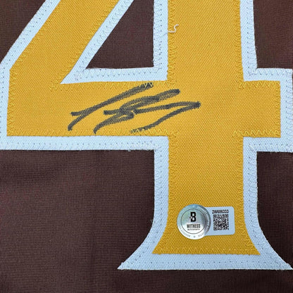 Framed Autographed/Signed Luis Arraez 35x39 San Diego Brown Baseball Jersey Beckett BAS COA