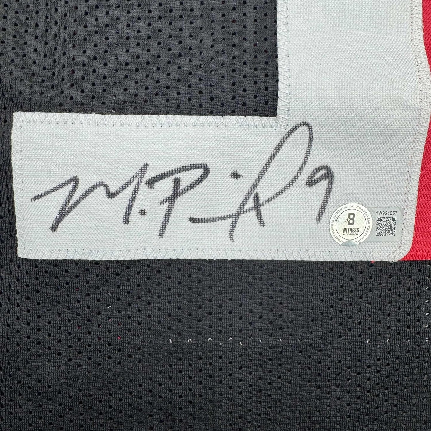 Framed Autographed/Signed Michael Penix Jr. 35x39 Atlanta Black Football Jersey Beckett BAS COA