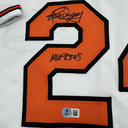 Framed Autographed/Signed Rick Dempsey "MVP 83 WS" 35x39 Baltimore White Baseball Jersey Beckett BAS COA