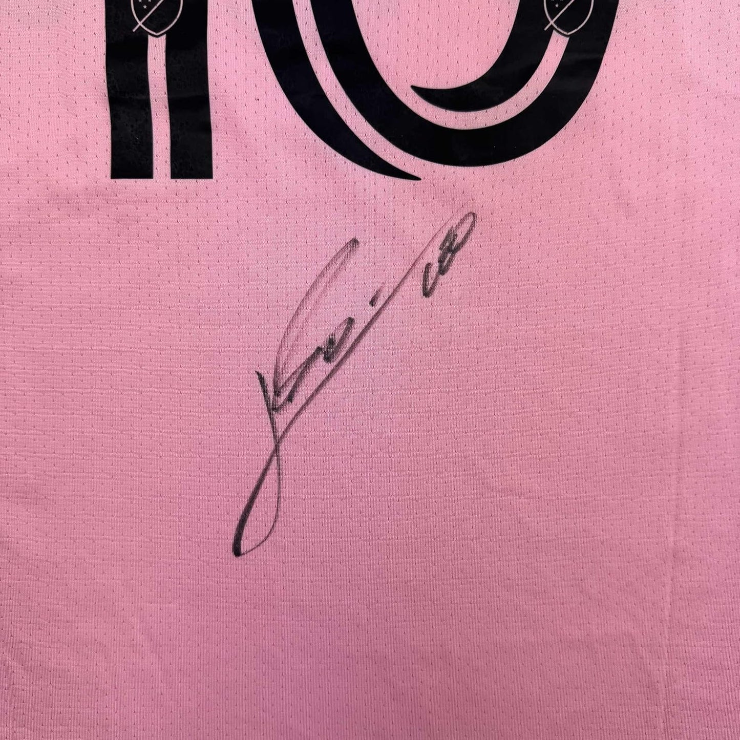 Framed Autographed/Signed Lionel Leo Messi 35x39 Inter Miami Pink Soccer Jersey Beckett BAS COA
