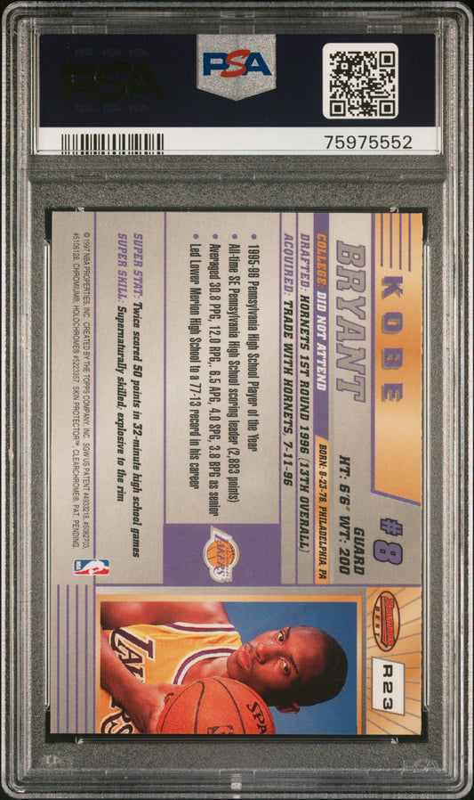Graded 1996 Topps Bowmans Best Rookie Kobe Bryant #R23 Rookie RC Basketball Card PSA 9 Mint