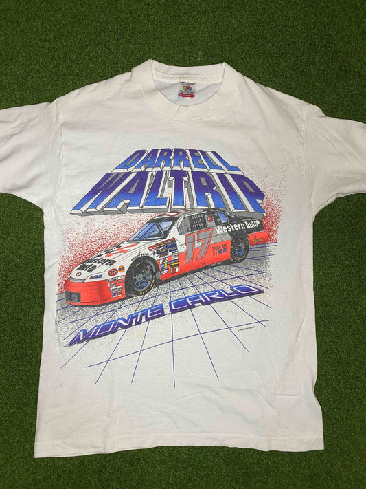 1995 Darrell Waltrip Double Sided - Monte Carlo - Vintage NASCAR Tee Shirt (Medium)