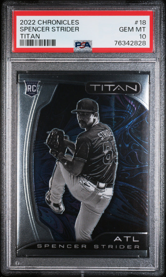 Graded 2022 Panini Chronicles Spencer Strider #18 Titan Rookie RC Baseball Card PSA 10 Gem Mint