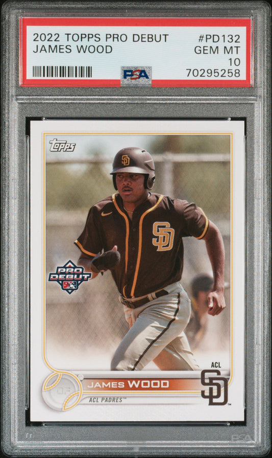 Graded 2022 Topps Pro Debut James Wood #PD132 Rookie RC Baseball Card PSA 10 Gem Mint