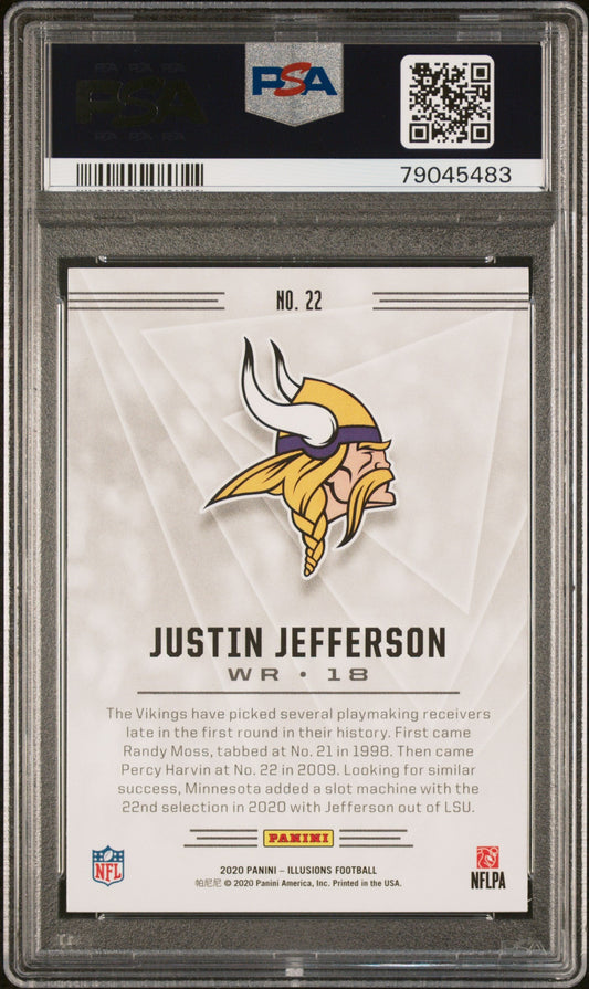 Graded 2020 Panini Illusions Justin Jefferson #22 Retail Rookie RC Football Card PSA 10 Gem Mint