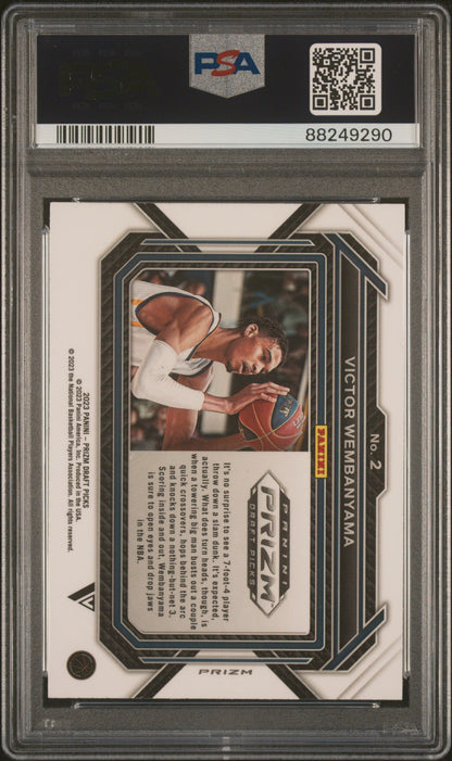 Graded 2023 Panini Prizm Draft Picks Victor Wembanyama #2 Variation Purple Wave Rookie RC Basketball Card PSA 10 Gem Mint