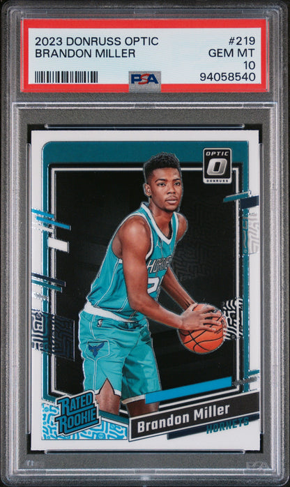 Graded 2023 Panini Donruss Optic Brandon Miller #219 Rookie RC Basketball Card PSA 10 Gem Mint