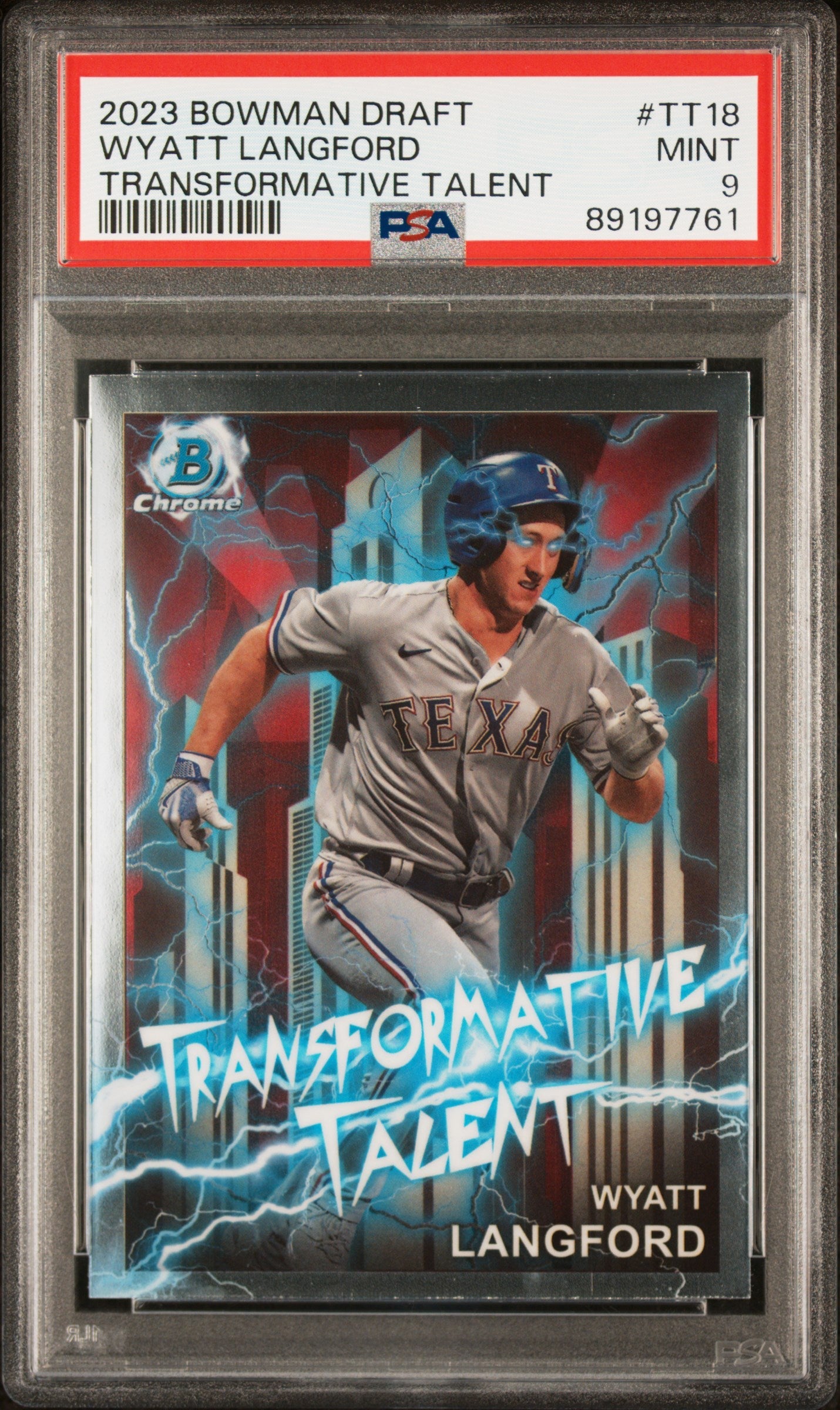 Graded 2023 Topps Bowman Draft Wyatt Langford #TT18 Transformative Talent Rookie RC Baseball Card PSA 9 Mint