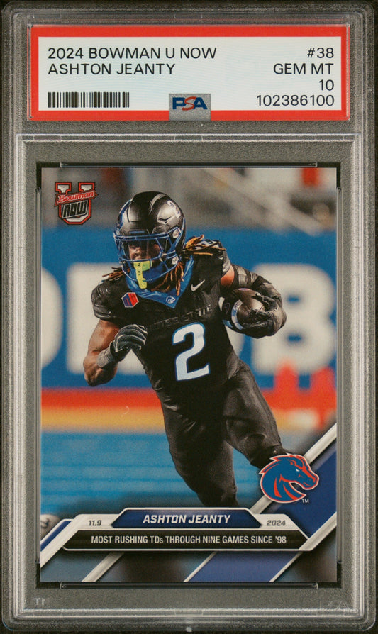 Graded 2024 Topps Bowman U Now Ashton Jeanty #38 Rookie RC Football Card PSA 10 Gem Mint