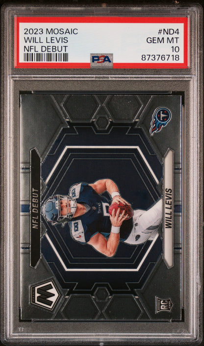Graded 2023 Panini Mosaic Will Levis #ND4 NFL Debut Rookie RC Football Card PSA 10 Gem Mint