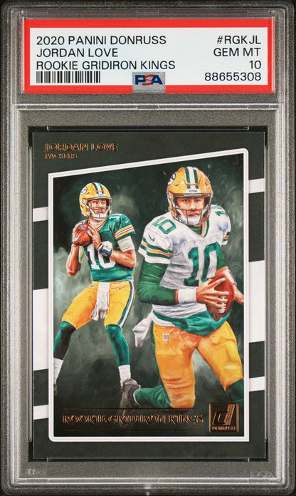 Graded 2020 Panini Donruss Jordan Love #RGKJL Rookie Gridiron Kings Rookie RC Football Card PSA 10 Gem Mint